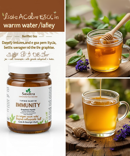 Tulsi Honey – Pure, Herbal, Natural | Natural honey infused with the healing power of Tulsi (Holy Basil). Immunity-boosting, antibacterial, and deliciously herbal | 250g Glass Jar